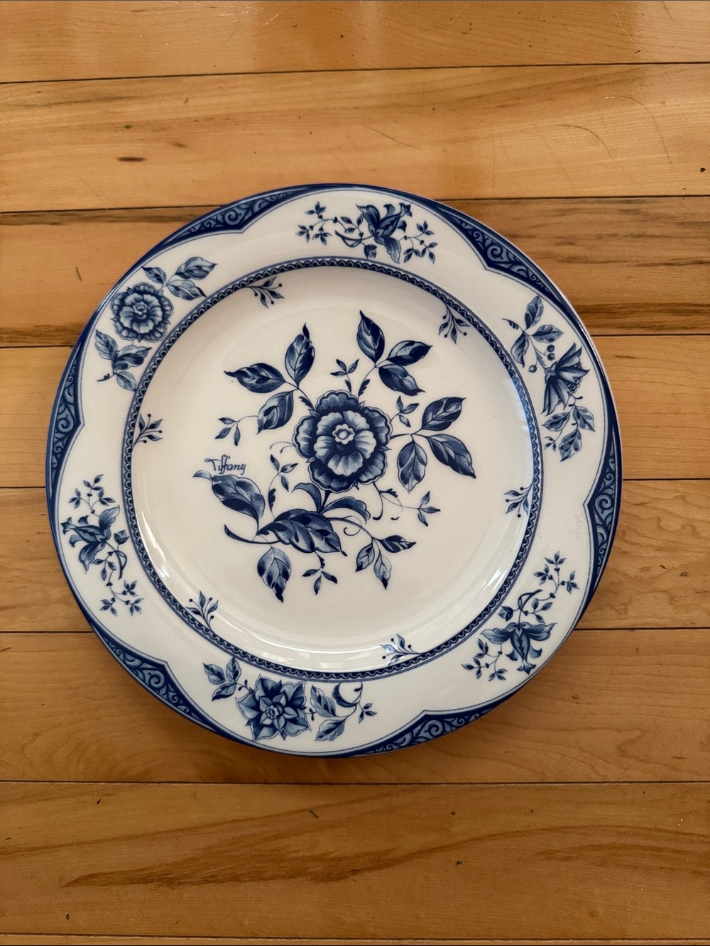 Tiffany Brunelli Italy Blue Floral Ceramic Salad Plate
